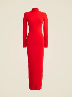J. Crew Spring Street Red Cashmere Turtleneck Luxe Sweater Maxi Dress